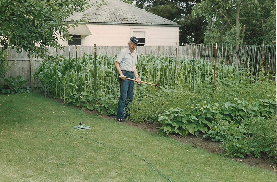 My grandfather Hal (yes, I'm named after him) working in his garden in Springfield, Oregon